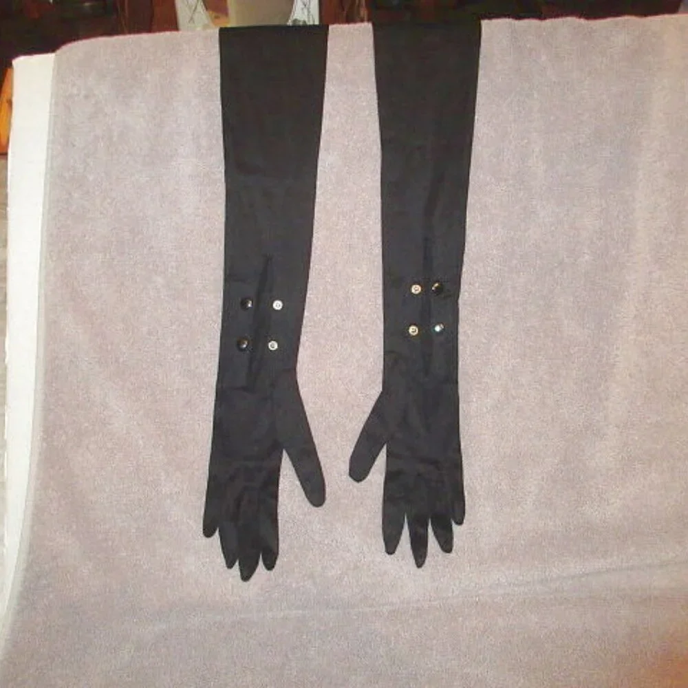 Vtg Long Satin Opera Gloves 6 Formal Elegant Evening Wear Hollywood Regency 60s